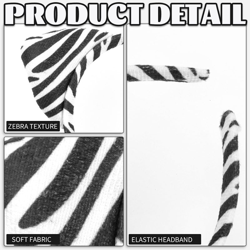 AIDVPOD Zebra Headband Cat Ears Hair Band Cute Animal Hair Accessories for Women Halloween Party Headwear - Image 3